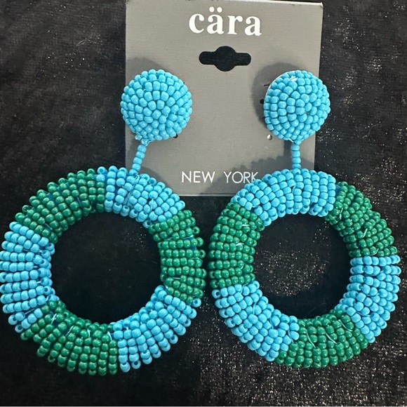 Cara Turquoise Beaded and Studded Earrings - Picture 2 of 4